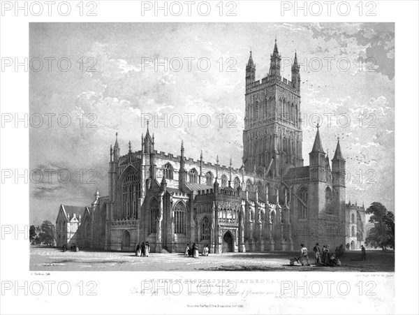 'S.W. View of Gloucester Cathedral', c1842.  Creator: George Hawkins.