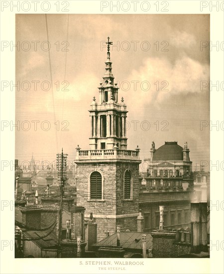 'St Stephen Walbrook, The Steeple', mid-late 19th century. Creator: Unknown.