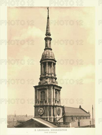 'St Leonard, Shoreditch, The Steeple', mid-late 19th century. Creator: Unknown.