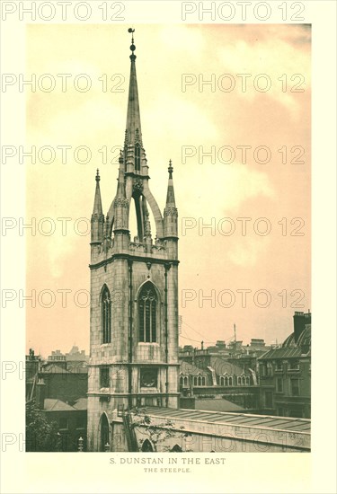 'St Dunstan in the East, The Steeple', mid-late 19th century.  Creator: Unknown.
