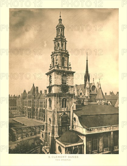 'St Clement Danes, The Steeple', mid-late 19th century. Creator: Unknown.