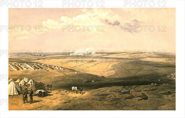 'Distant View of Lord Raglan's Headquarters before Sebastopol', 1855. Creator: Thomas Picken.