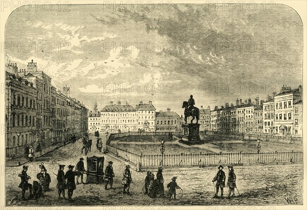 'Leicester Square, about 1750', (1881). Creator: Unknown.