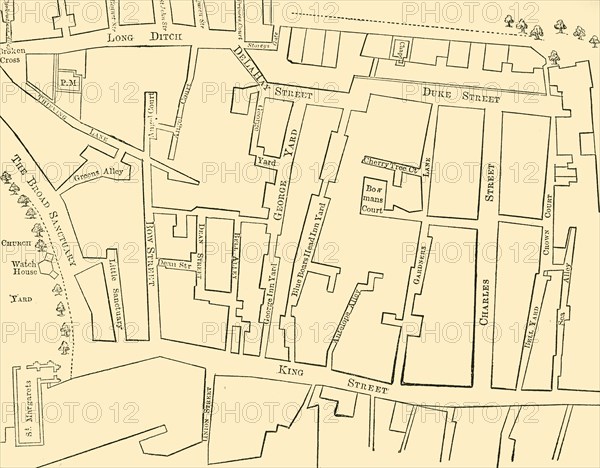 'Plan of a Portion of Westminster Between 1734 and 1748 - Before the Erection of Great George Street Creator: Unknown.