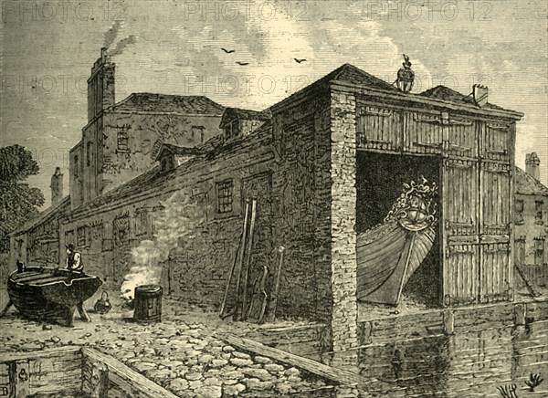 'Searle's Boat-Yard in 1830', (c1878). Creator: Unknown.