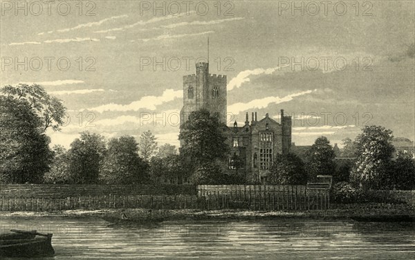 'Fulham Church, from the Thames', (c1878). Creator: Unknown.