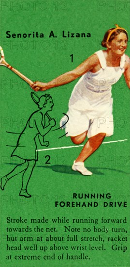 'Senorita A. Lizana - Running Forehand Drive', c1935. Creator: Unknown.