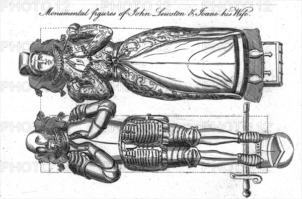 'Monumental figures of John Lewston & Joane his Wife'. Creator: Unknown.