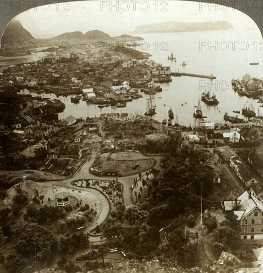 'Restoring a burned city - Aalesund, an island port, and important cod-fish market, Norway', c1905. Creator: Unknown.