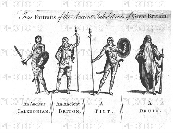 'Four Portraits of the Ancient Inhabitants of Great Britain', c1780. Creator: Unknown.