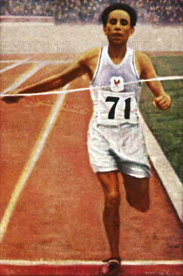 Boughera El Ouafi winning the marathon for France, 1928. Creator: Unknown.