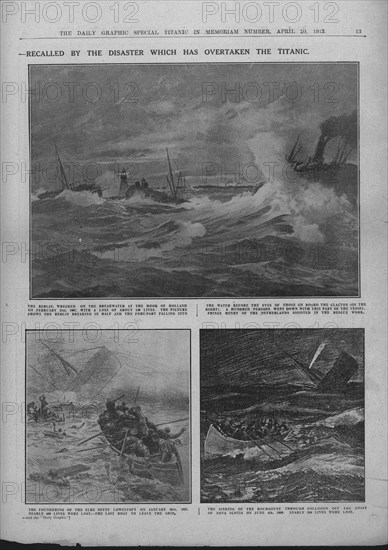 'Famous Wrecks of Bygone Days: Some Historic Disasters at Sea', April 20, 1912. Creator: Unknown.