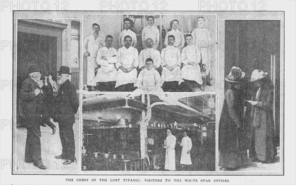 'The Chefs of the Lost Titanic', and 'Visitors to the White Star Offices', April 20, 1912. Creator: Unknown.