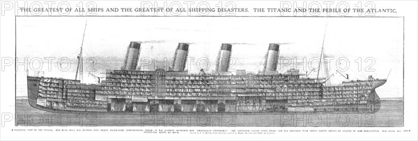'The Greatest of all Ships and the Greatest of all Shipping Disasters', 20 April, 1912.  Creator: Unknown.
