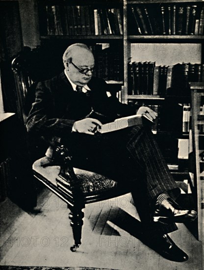 'Winston Spencer Churchill in His Library', 1945. Creator: Unknown.