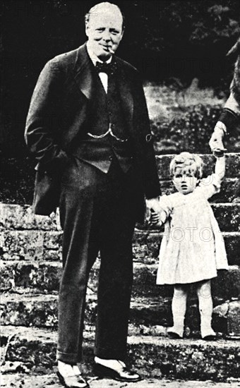 'Mr. Churchill with His Daughter', 1924, (1945). Creator: Unknown.