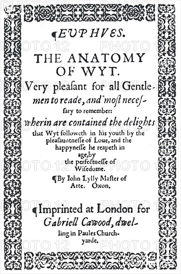 'Title-Page of John Lyly's Euphues or The Anatomy of Wit, First Edition', 1579, (1942). Creator: Unknown.