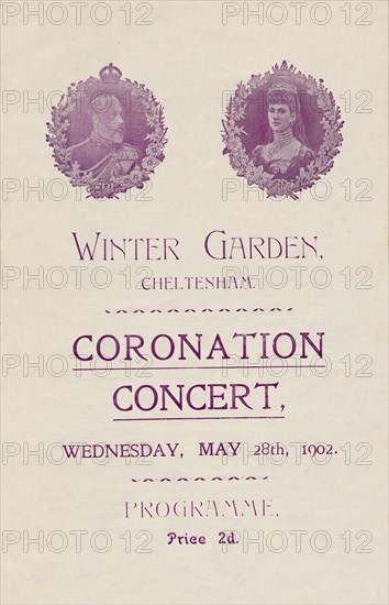 Cover of programme for a Coronation Concert at the Winter Garden, Cheltenham, 1902.  Creator: Unknown.