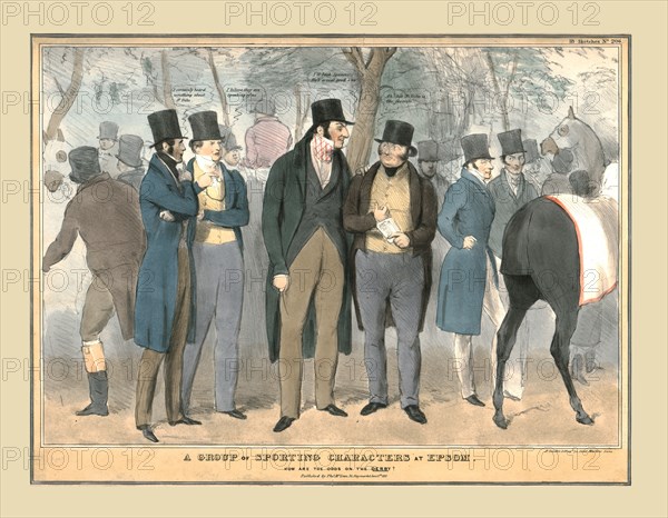 'A Group of Sporting Characters at Epsom', c1832.  Creator: Unknown.