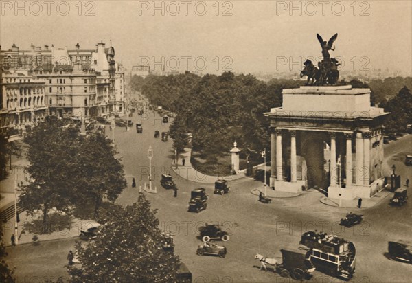 'Piccadilly and the Quadriga of Constitution Hill', c1935. Creator: Unknown.