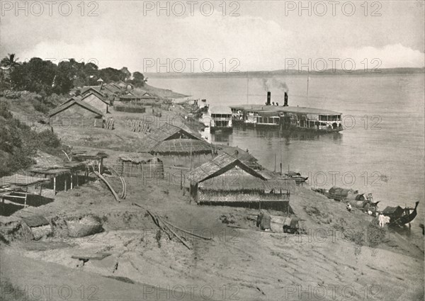 'Bhamo - Irrawaddy Flotilla Mail Steamer at the Ghat', 1900. Creator: Unknown.