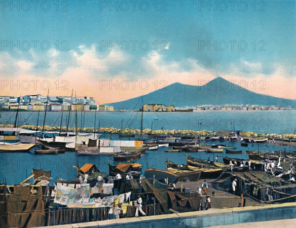 'Napoli - Mergellina Con Vesuvio', (Mergellina With Vesuvius), c1900. Creator: Unknown.