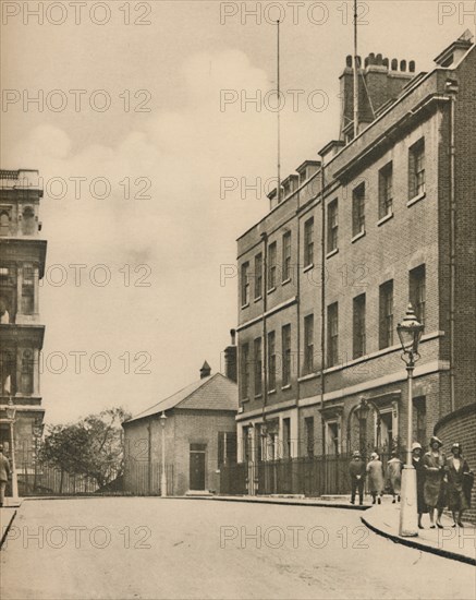 'West End of Downing Street, "No.10" and a Glimpse of the Foreign Office', c1935. Creator: Donald McLeish.