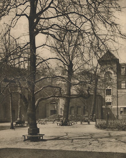 'Under the Elms in the Courtyard of Middlesex Hospital', c1935. Creator: Joel.