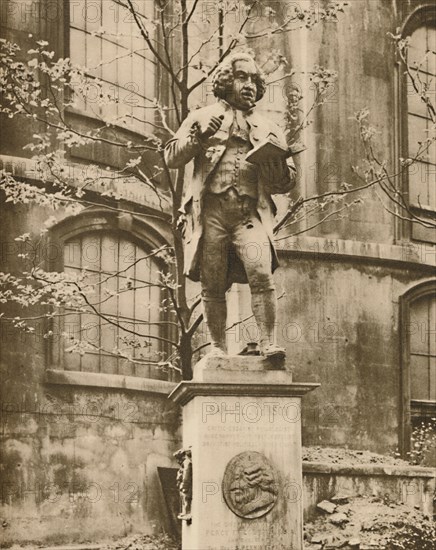 'Dr. Johnson on his Pedestal, Whence He Can See Fleet Street', c1935. Creator: Donald McLeish.