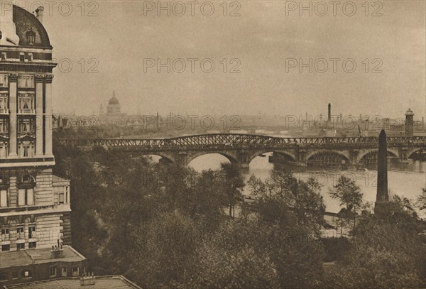 'Adelphi Terrace Overlooks The River Eastward from the Hotel Cecil to the Tower Bridge', c1935. Creator: Donald McLeish.