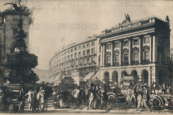 'Piccadilly Circus, looking North', 1927. Creator: Randolph Schwabe.