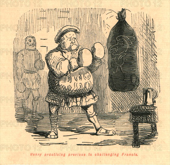 'Henry practising previous to challenging Francis', 1897.  Creator: John Leech.