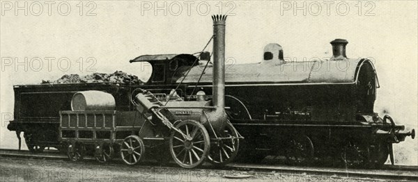 'The Rocket Contrasted with the Lost Type of 4-4-0', c1930. Creator: Unknown.