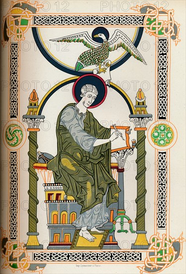 Saint writing, (1849).  Creator: Thurwanger.