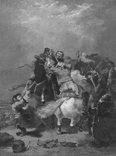 'Attack on the Smugglers, Guy Mannering', c1837. Creator: Cosmo Armstrong.