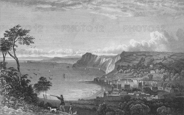 'Sidmouth, From the Cliffs, Towards Seaton', 1832.  Creator: P Heath.