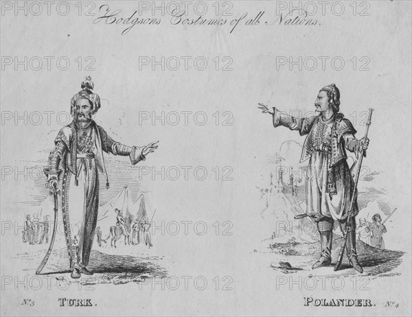 'Hodgsons Costumes of all Nations: No.3 - Turk, No.4 - Polander', c1822. Creator: Unknown.