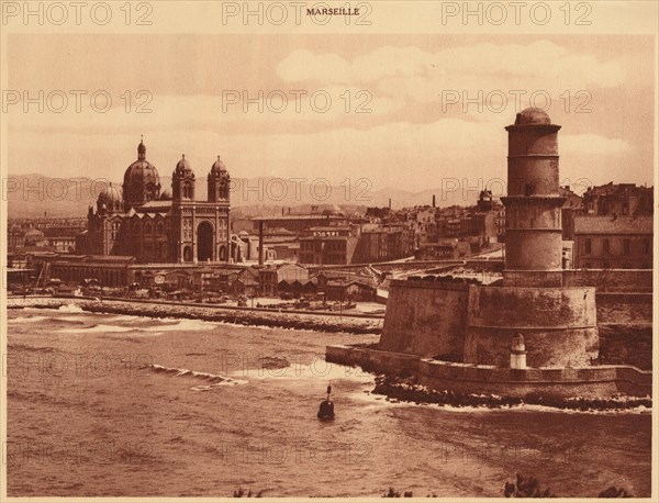 'Fort St. Jean and Cathedral, Marseille', 1930. Creator: Unknown.