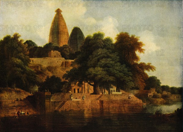 'Hindu Temple at Bindrabund on the Jumna', 1797, (1922).  Creator: Thomas Daniell.