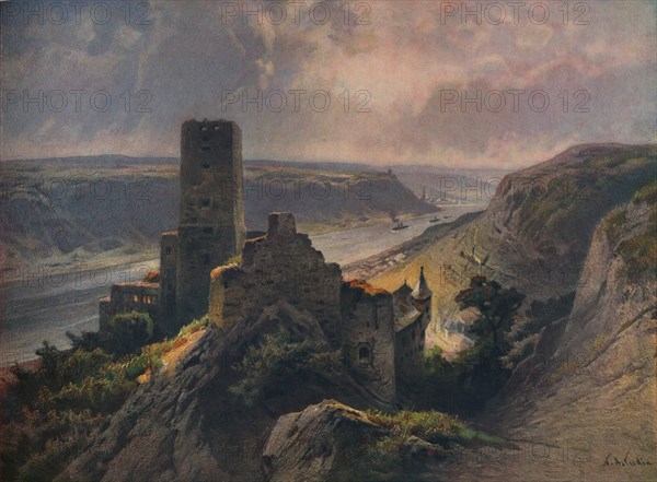 'Burg Gutenfels mit Blick auf Oberwesel', (Gutenfels Castle overlooking Oberwesel), 1923. Creator: Nikolai of Astudin.