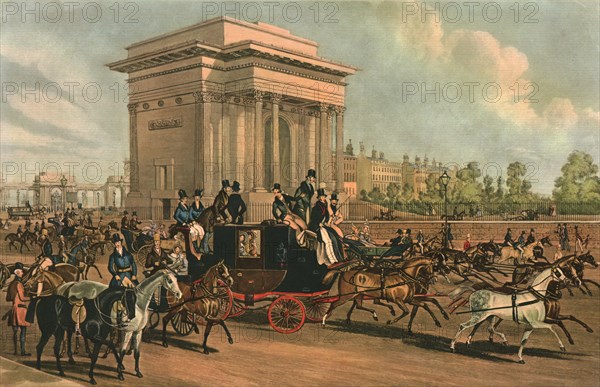 Hyde Park Corner, c1838.  Creator: J Harris.