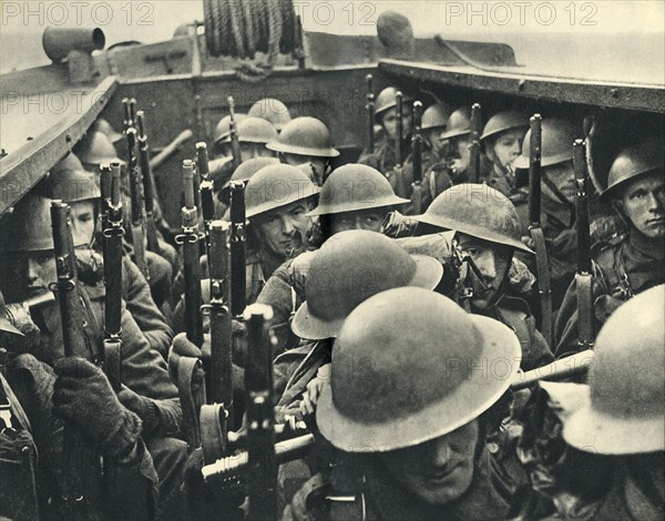 Royal Marines on board a landing craft, World War II, c1939-c1943 (1944). Creator: Unknown.