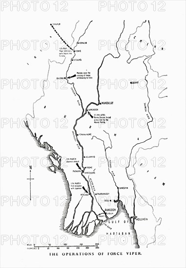 The operations of Force Viper, Burma, World War II, 1942-1943 (1944). Creator: Unknown.
