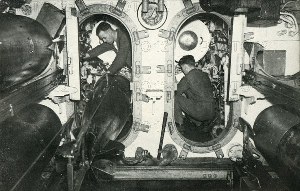 Torpedo tubes of a British submarine, World War II, 1945. Creator: Unknown.