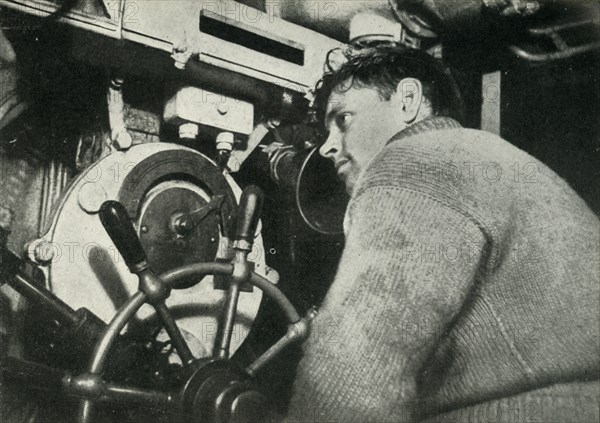 Helmsman of a British submarine, World War II, 1945. Creator: Unknown.