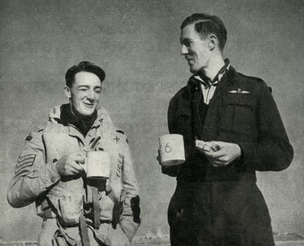 RAF personnel enjoying a cup of tea, Malta, World War II, 1942 (1944). Creator: Unknown.