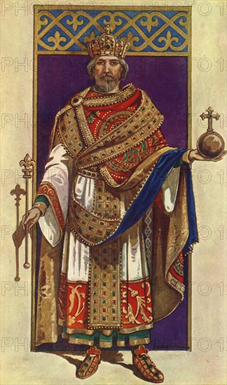 'The Emperor Charlemagne in Full State Dress (A.D. 800)', 1924. Creator: Herbert Norris.