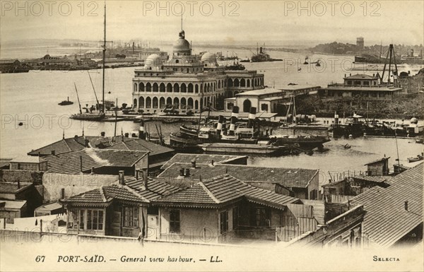 'Port-Said. - General view harbour. - LL.', c1918-c1939. Creator: Unknown.