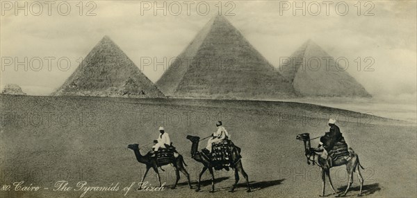 'Cairo: The Pyramids of Gizeh', c1918-c1939. Creator: Unknown.