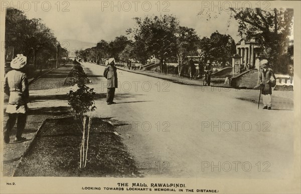 'The Mall, Rawalpindi - Towwards Lockhart's Memorial in Distance', c1918-c1939. Creator: Unknown.